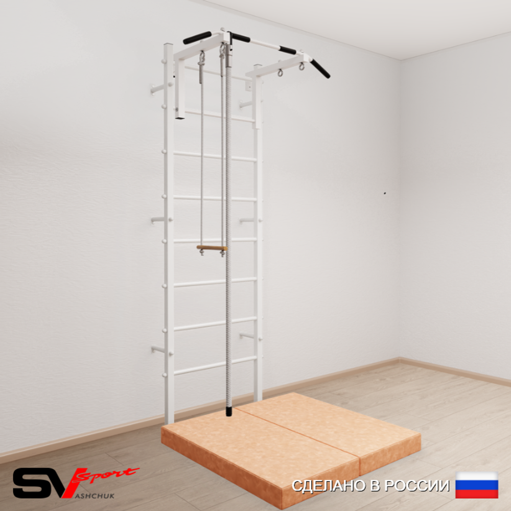Шведская стенка Sv Sport усиленная 6154 (Турник стандарт/Канат/Трапеция/Мат 1м)