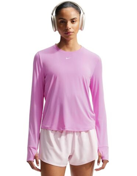 Женская теннисная футболка   Nike One Classic Dri-Fit Long-Sleeve - light magenta/white
