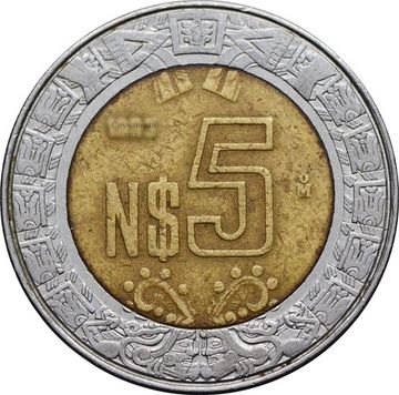 5 новых песо 1992-1995 Мексика