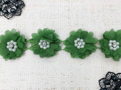 Кружево плетеное, ш. 4,5-5 см, зелёный