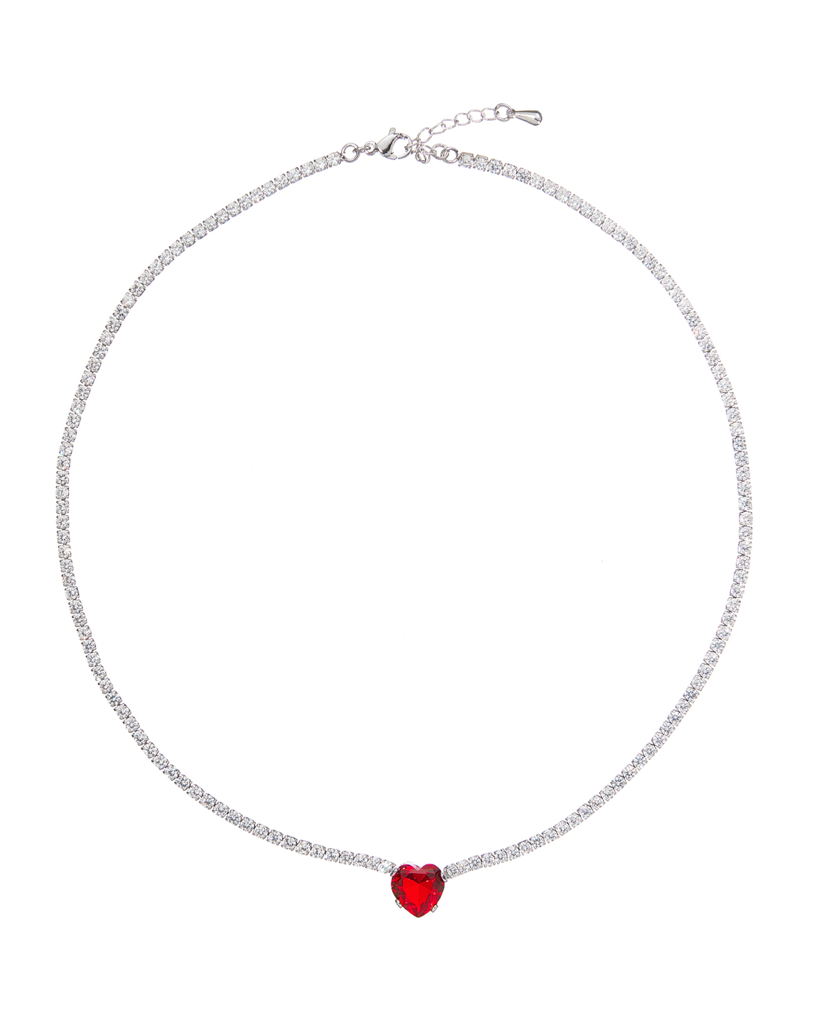 Колье-полоса цирконов, красное сердце