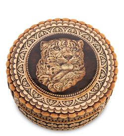 Народные промыслы BST-401/ 6 Шкатулка «Гепард» (береста)