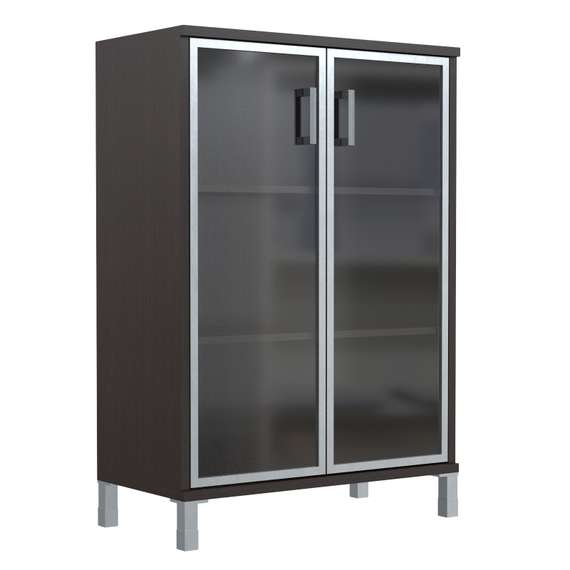 Шкаф средний со стеклянными дверьми в AL-рамке B 420.7  900х450х1286 BORN