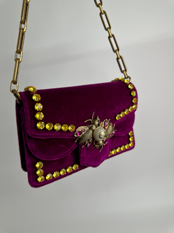 Сумка Gucci Broadway Bee Velvet Shoulder Bag