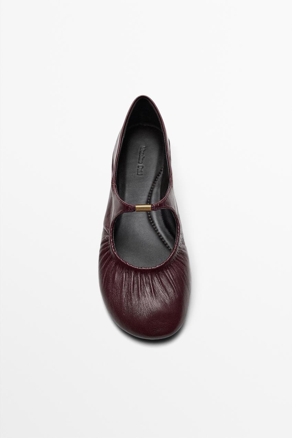Massimo Dutti Балетки из мягкой кожи, бургунди