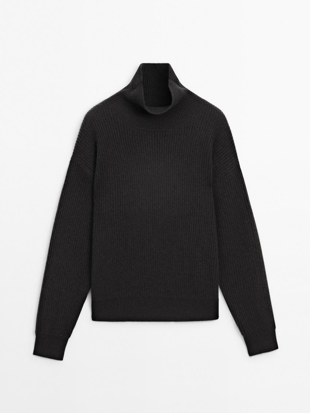 Massimo Dutti Свитер платочной вязки из 100% кашемира, свинцовый