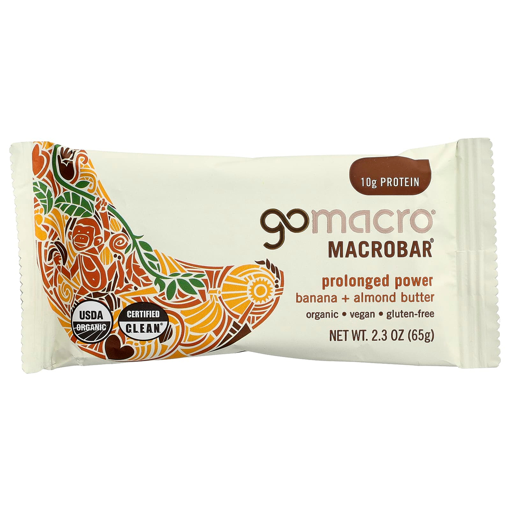GoMacro, MacroBar®, батончики с пролонгированным действием, банан и миндальная паста, 12 батончиков по 65 г (2,3 унции)
