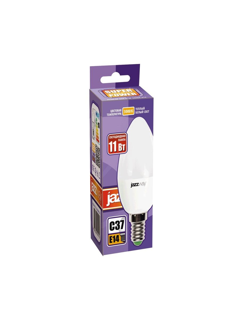 Лампа светодиодная PLED-SP 11Вт C37 3000К E14 230В/50Гц JazzWay 5019157