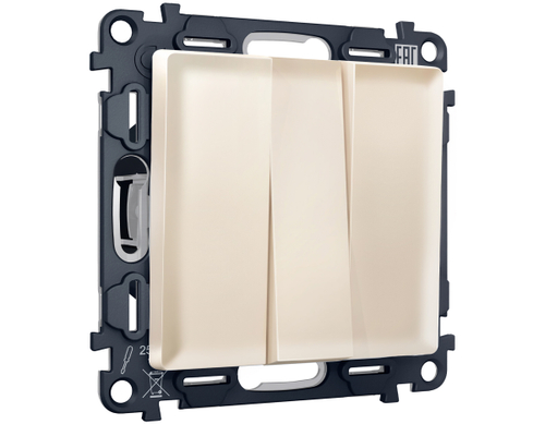 MA325010 Комплект механизма 3-кл выключателя ALFA Бежевый матовый QUANT (AP3250, VM133)