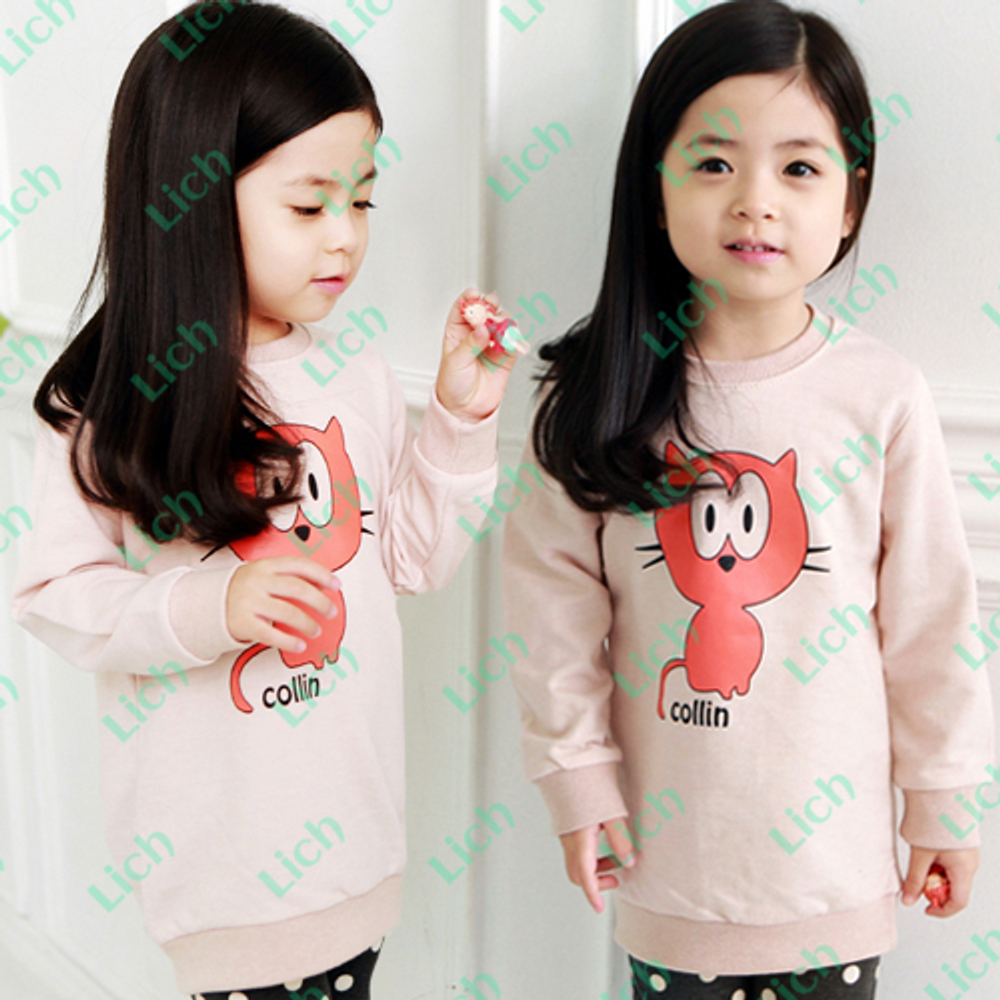 Толстовка однотонная с принтом кошки и надписью