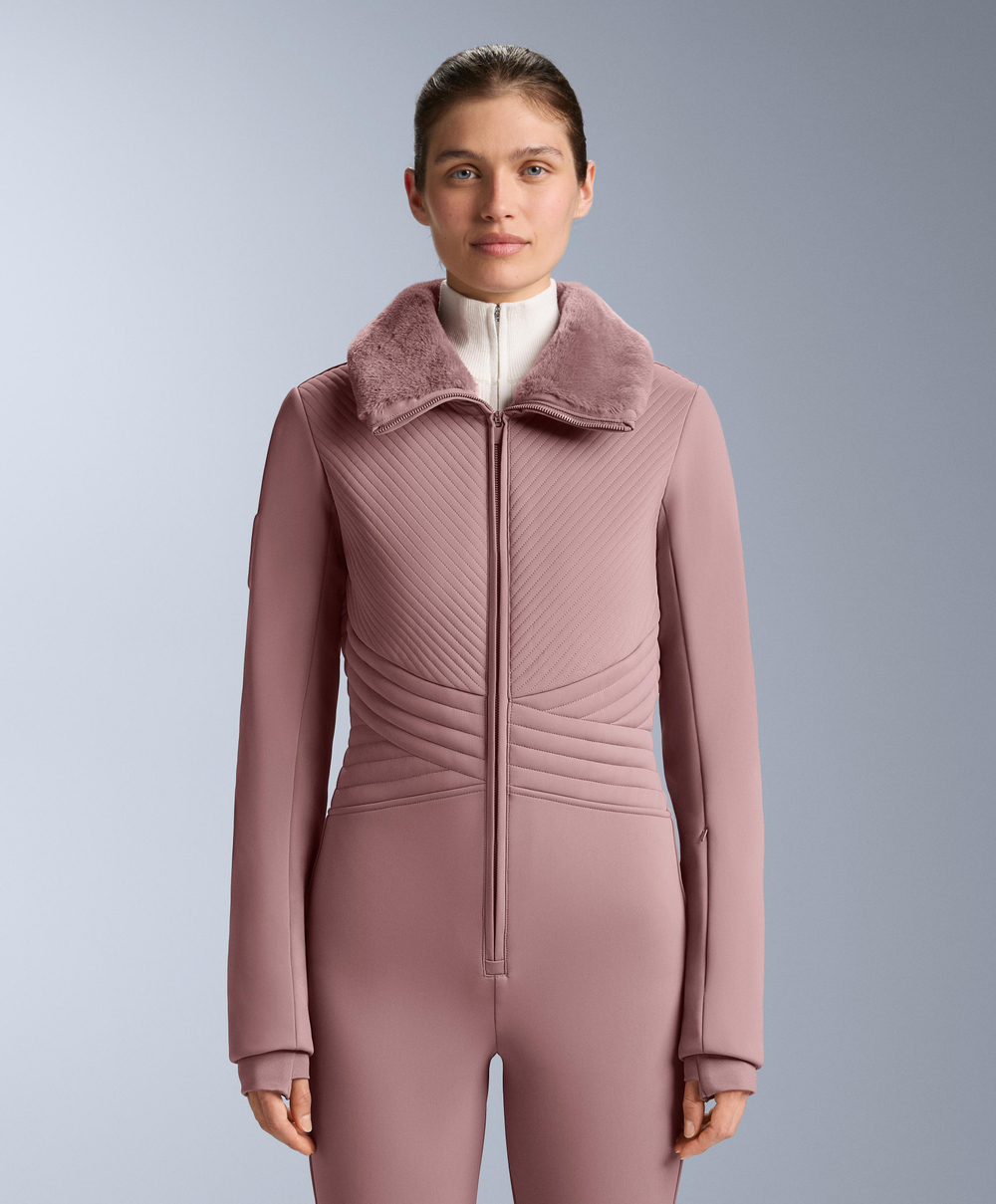 Oysho Водонепроницаемый облегающий эластичный горнолыжный комбинезон, фиолетово-розовый