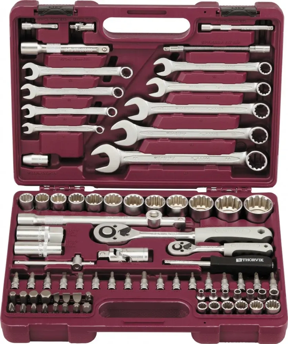 Thorvik UTS0082MP Набор инструмента универсальный 1/4", 1/2"DR с головками торцевыми MultiProf, 82 предмета