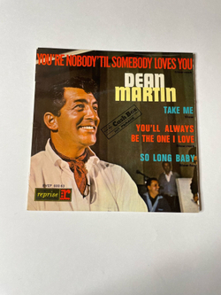 Винтажная виниловая пластинка LP Dean Martin You're Nobody Til Somebody Loves You (France 1965) 7 дюймов