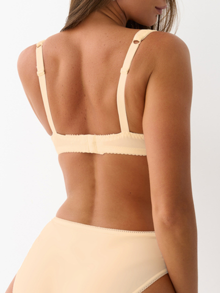 Бюстгальтер балконет на дубляже с кружевной сеткой бежевый