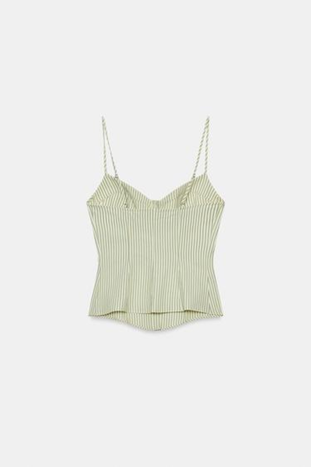 ZARA ТОП-КОРСЕТ В ПОЛОСКУ НА БРЕТЕЛЯХ, ОТТЕНКИ ЗЕЛЕНОГО