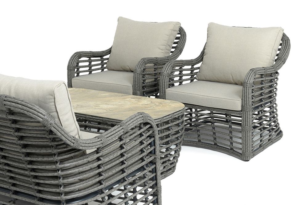 "Ницца" лаунж-зона из искусственного ротанга, цвет серый