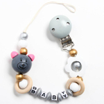 Держатель для пустышки "Мишка", дерев., цвет серый 4155500