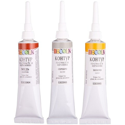 Декола Набор акрил контуров стекло/керамика металлик картон  3 шт х18мл