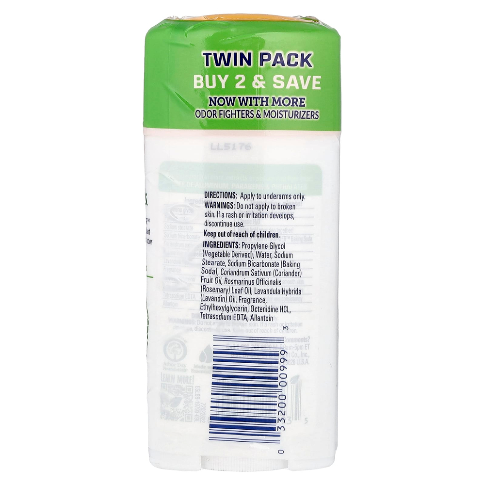 Arm & Hammer, Essentials™ с натуральными дезодорантами, дезодорант, розмарин и лаванда, 2 шт. в упаковке, 71 г (2,5 унции)