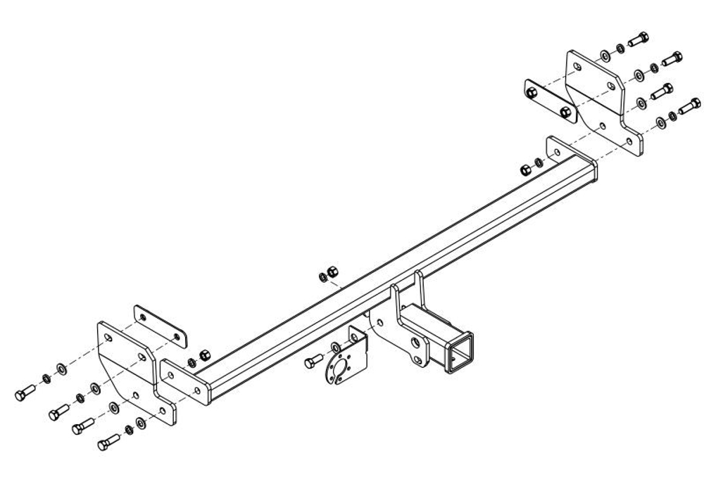 Фаркоп на Kia Soul 2019- без снятия и подрезки бампера. Тип шара: E. Нагрузки: 1500/75 кг, KI 38B