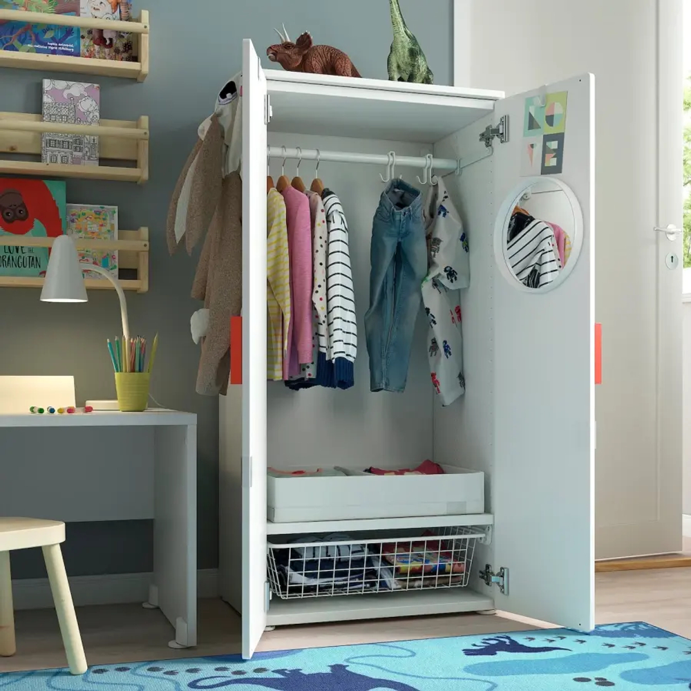 Шкаф детский - IKEA SMÅSTAD/SMASTAD, 60x42x123 см, белый/черный, СМОСТАД ИКЕА
