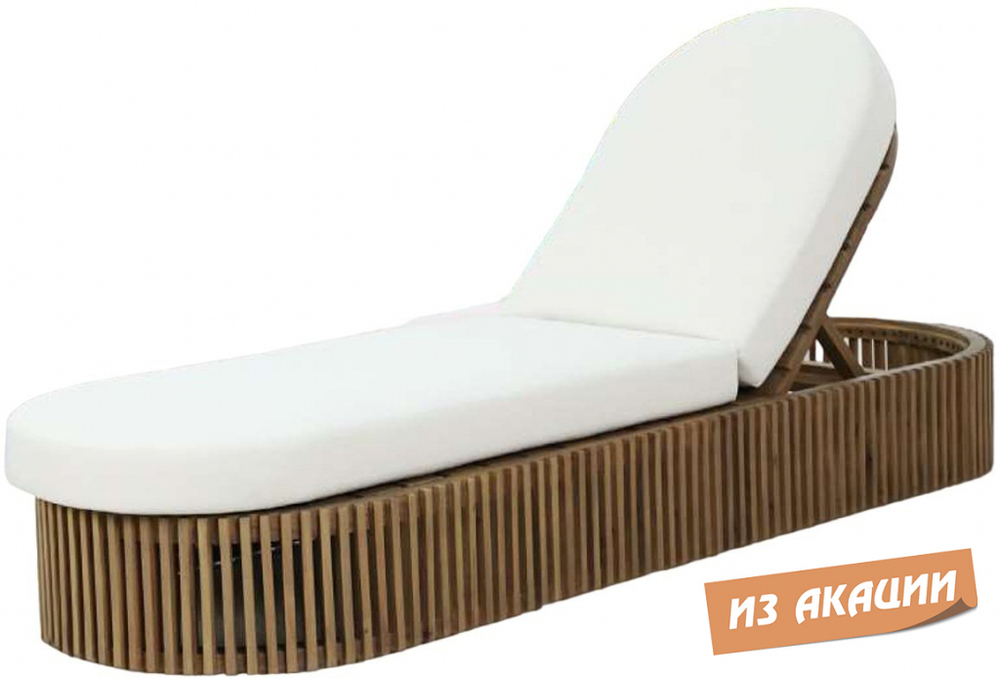 Шезлонг-лежак деревянный с матрасом Tagliamento Osun, песочный