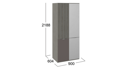 Шкаф для одежды с 1 зеркальной дверью и 1 с ЛКП «Либерти»