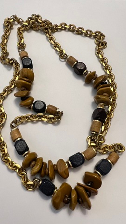 Крупная цепь в стиле бохо со вставками 85см