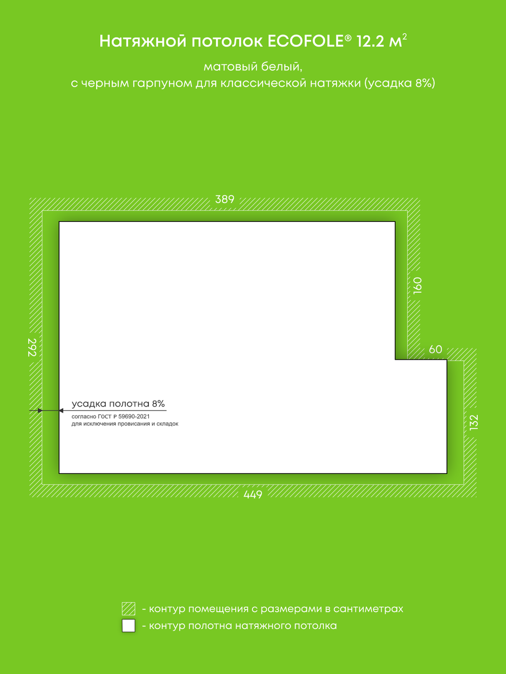 Натяжные потолки 12.6 м2, 12.2 м2, 13.8 м2