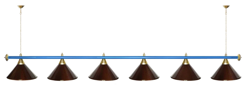 Лампа STARTBILLIARDS 6 пл. (плафоны зеленые,штанга золотая,фурнитура золото)