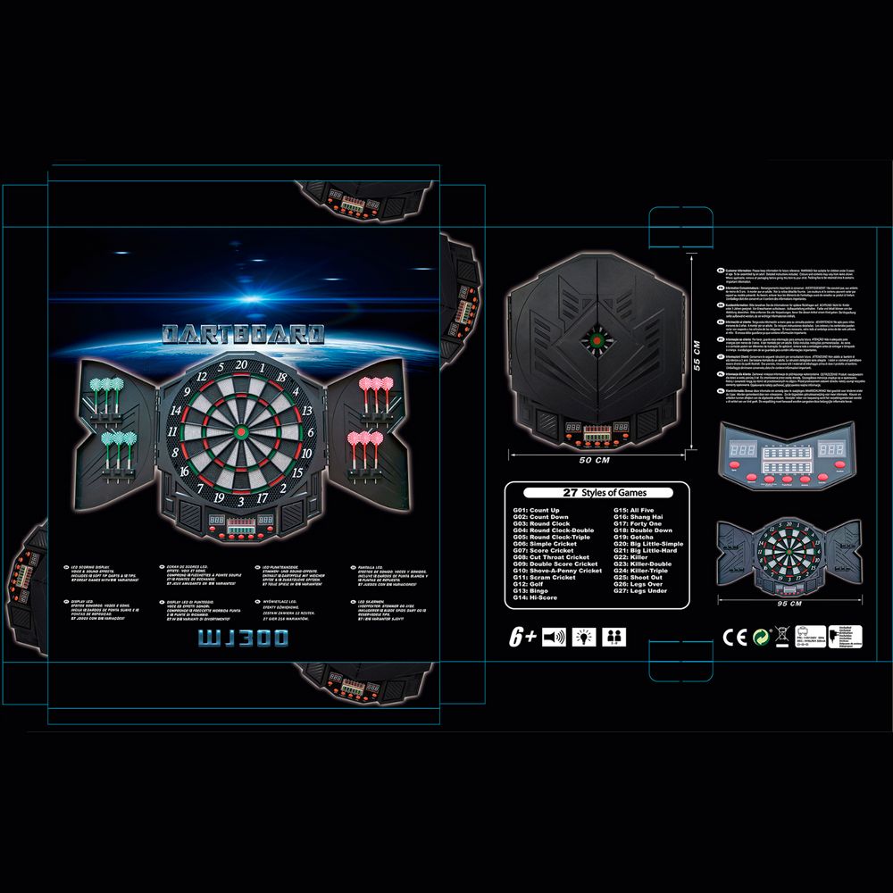 Электронный дартс DFC DARKBOARD, 12 дротиков