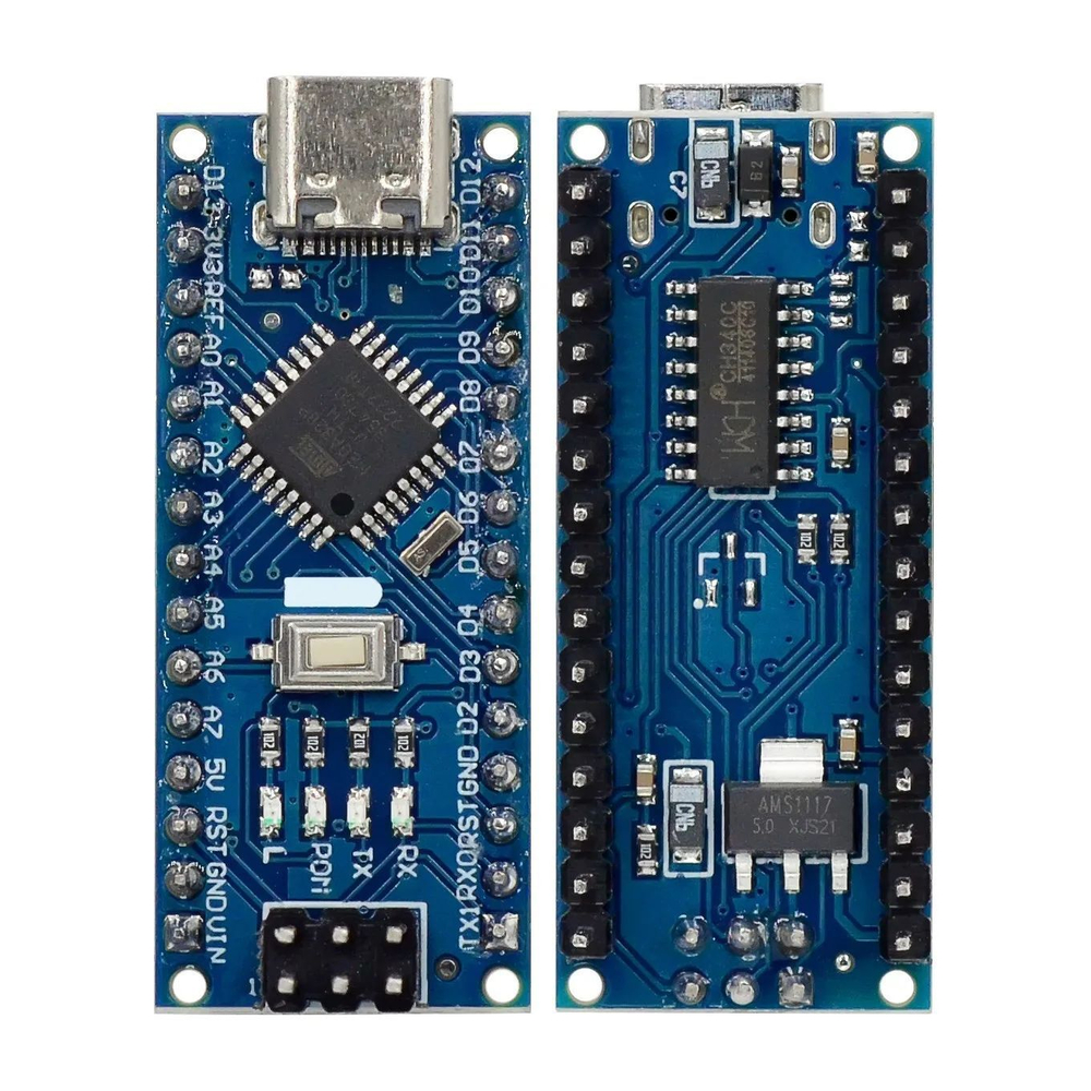 Плата Arduino NANO с шилдом под клеммы IO Shield (клеммы припаяны)