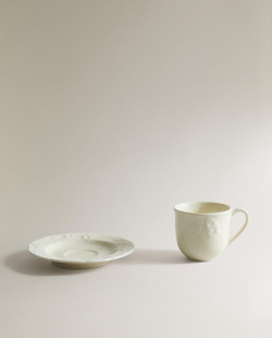 Zara Home чайная пара из фарфора, цвет кремовый, 11 см
