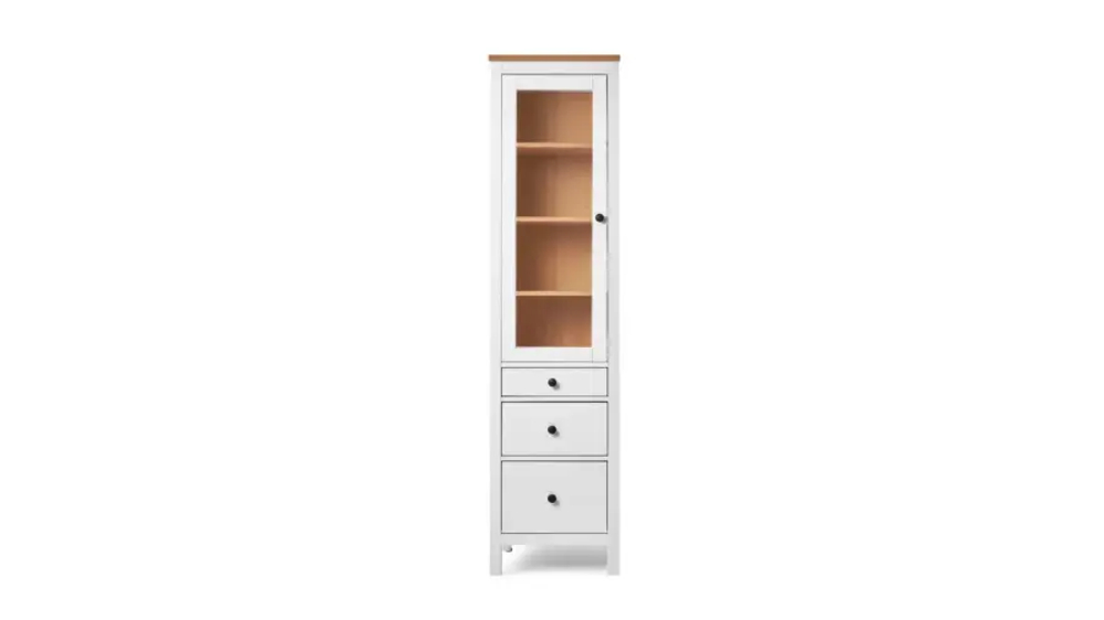 Шкаф-витрина 3 ящика - аналог IKEA HEMNES / ХЕМНЭС/ ХЕМНЕС / КЫМОР / ИКЕА 49х198х37 см, белый/светло-коричневый