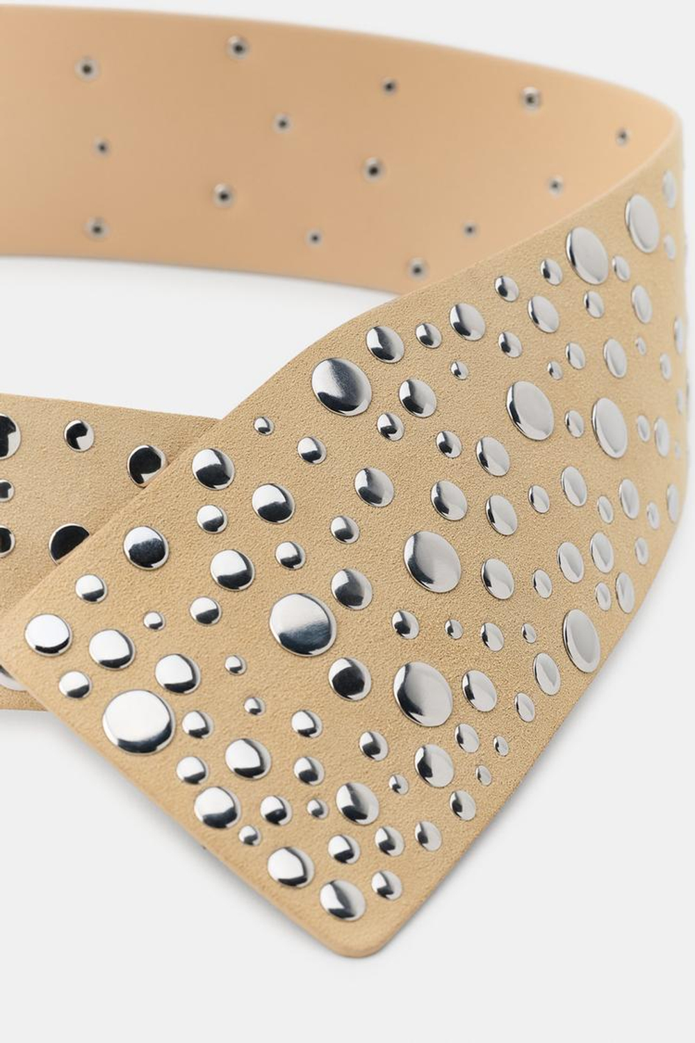 ZARA КОЖАНЫЙ РЕМЕНЬ-КОРСЕТ 100% С ЗАКЛЕПКАМИ, СВЕТЛО-ЖЕЛТЫЙ