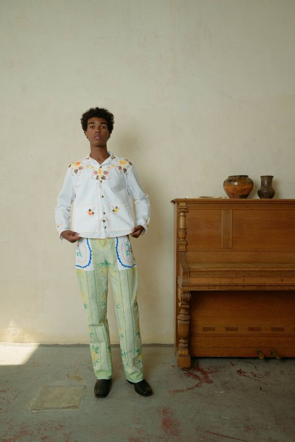 Рубашка с Хлопковой Аппликацией / Orange Applique Long Sleeve белая - фото 4