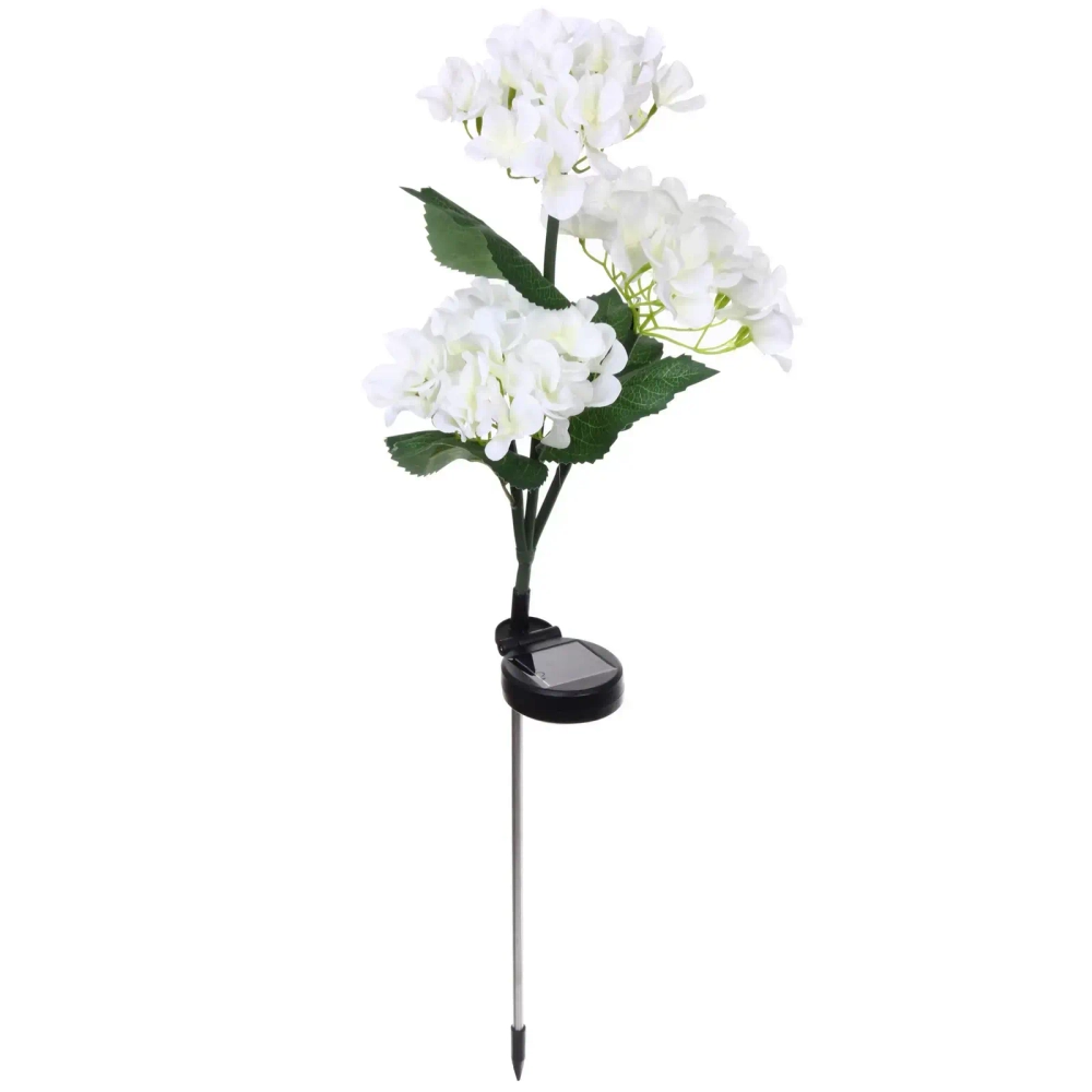 Светильник на солн.батарее (фигура на спице с подсветкой) «Кустовая гортензия» 75 см, Белый (свечение белое)