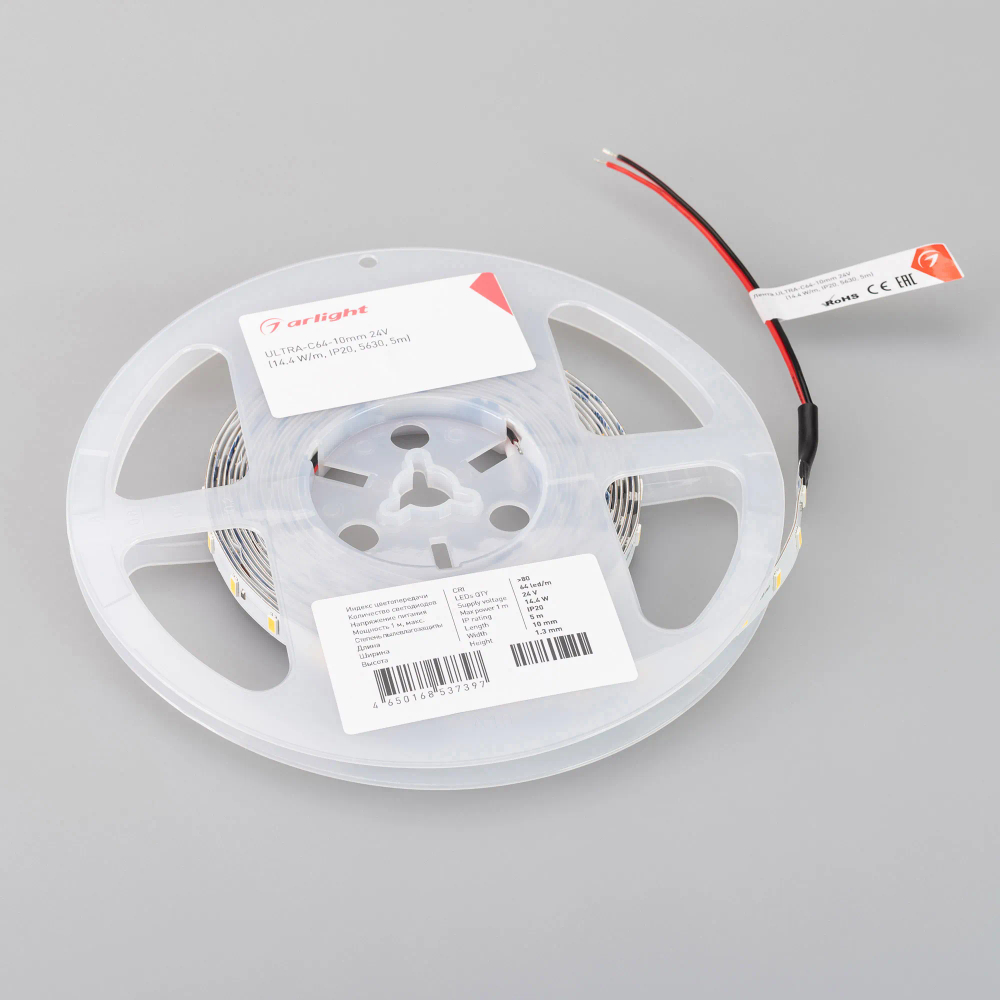 Светодиодная лента ULTRA-C64-10mm 24V White6000 (14.4 W/m, IP20, 5630, 5m) (Arlight, высок.эфф.160 лм/Вт) 037457