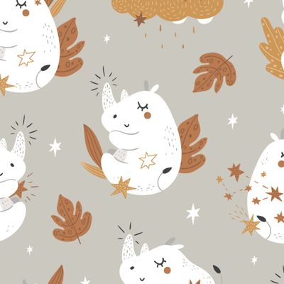 Волшебный носорог на сером