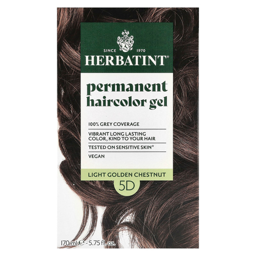 Herbatint, стойкая гель-краска для волос, 5D, светлый пепельный каштан, 135 мл (4,56 жидк. унции)