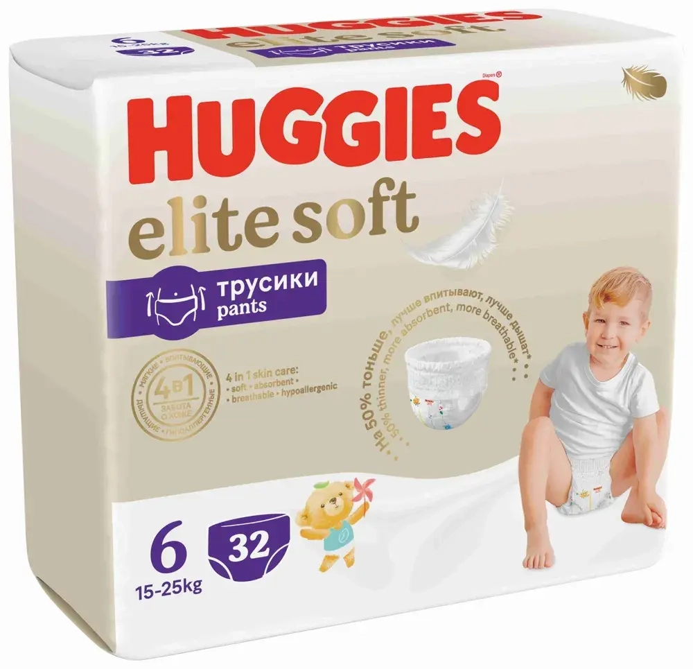 Подгузники-трусики Huggies Elite Soft 6 15-25кг 32шт