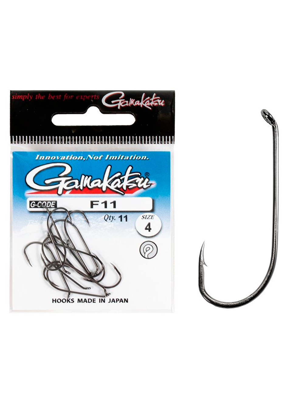Крючки Gamakatsu F11 NEW LABEL HOOKS BLACK размер 12 (упк.12шт.)