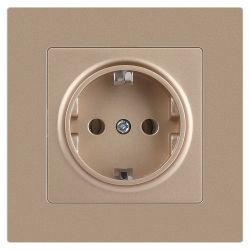 Розетка Intro Accent 6-202-04 2P+E Schuko 16А-250В IP20 СУ AL/CU шампань