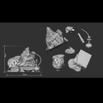 Король обезьян с кальяном и фруктами