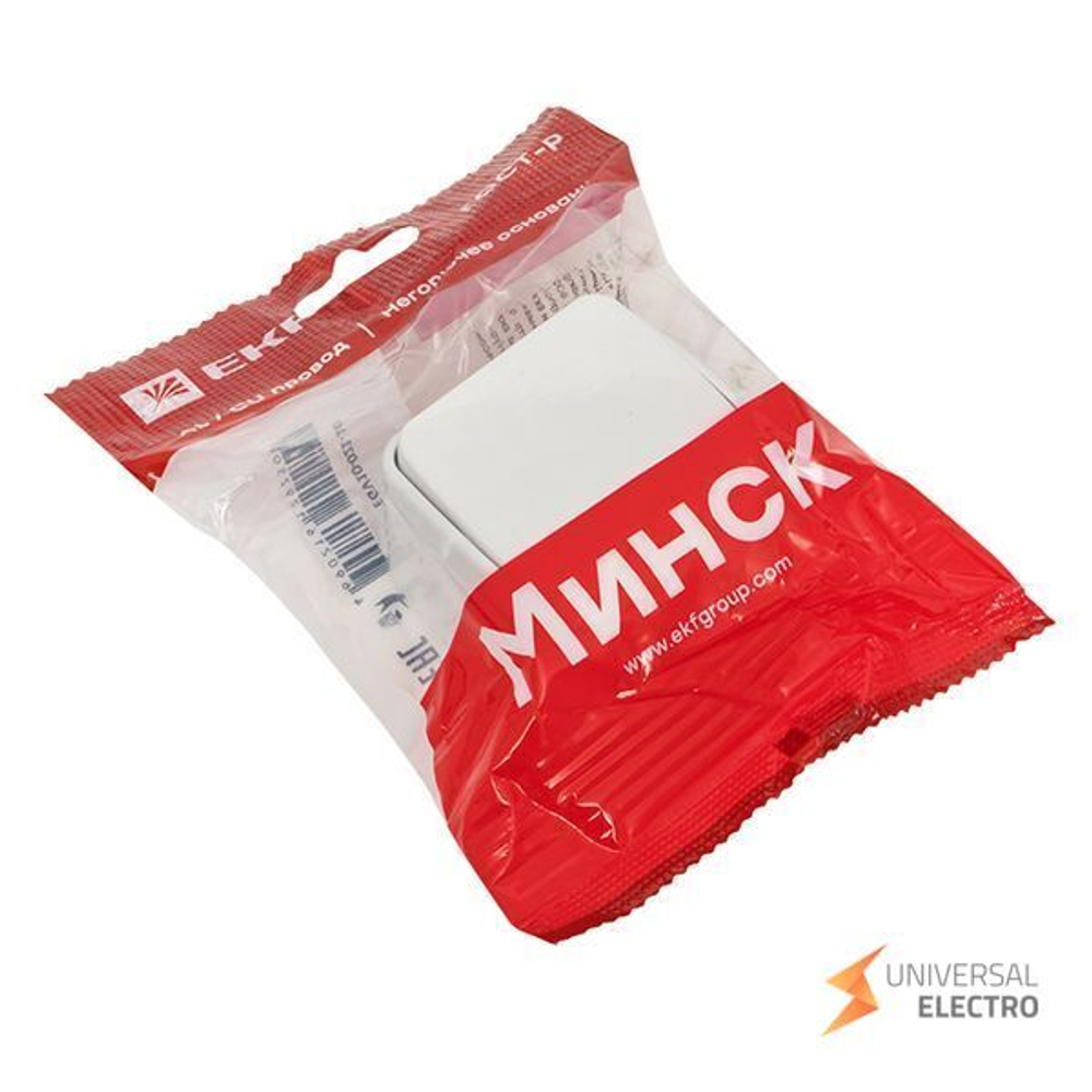 Минск Выключатель 1-клавишный ОП 10А белый EKF Basic