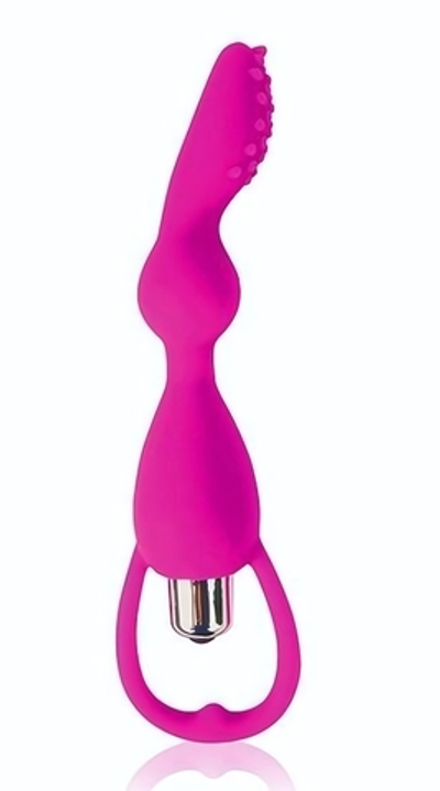 Розовый фантазийный вибратор с колечком-ограничителем - 14 см. (Цвет: розовый)