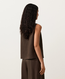 Oysho Топ из 100% льна, темно-коричневый