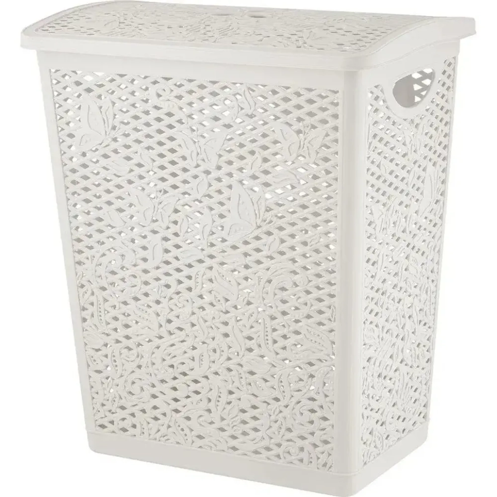 Корзина для белья Keeplex Fiori со съемной крышкой 35л 40,3х47см белое облако