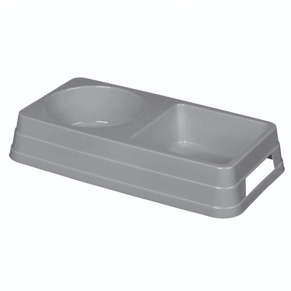 Миска для животных двойная lucky pet 0,8л (0,45л + 0,36л) (серый)