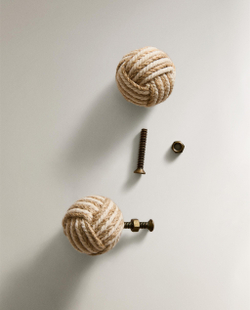Мебельная ручка Zara Home, 3.5х3.5х6 см, хлопок, 2 шт., 6383/555